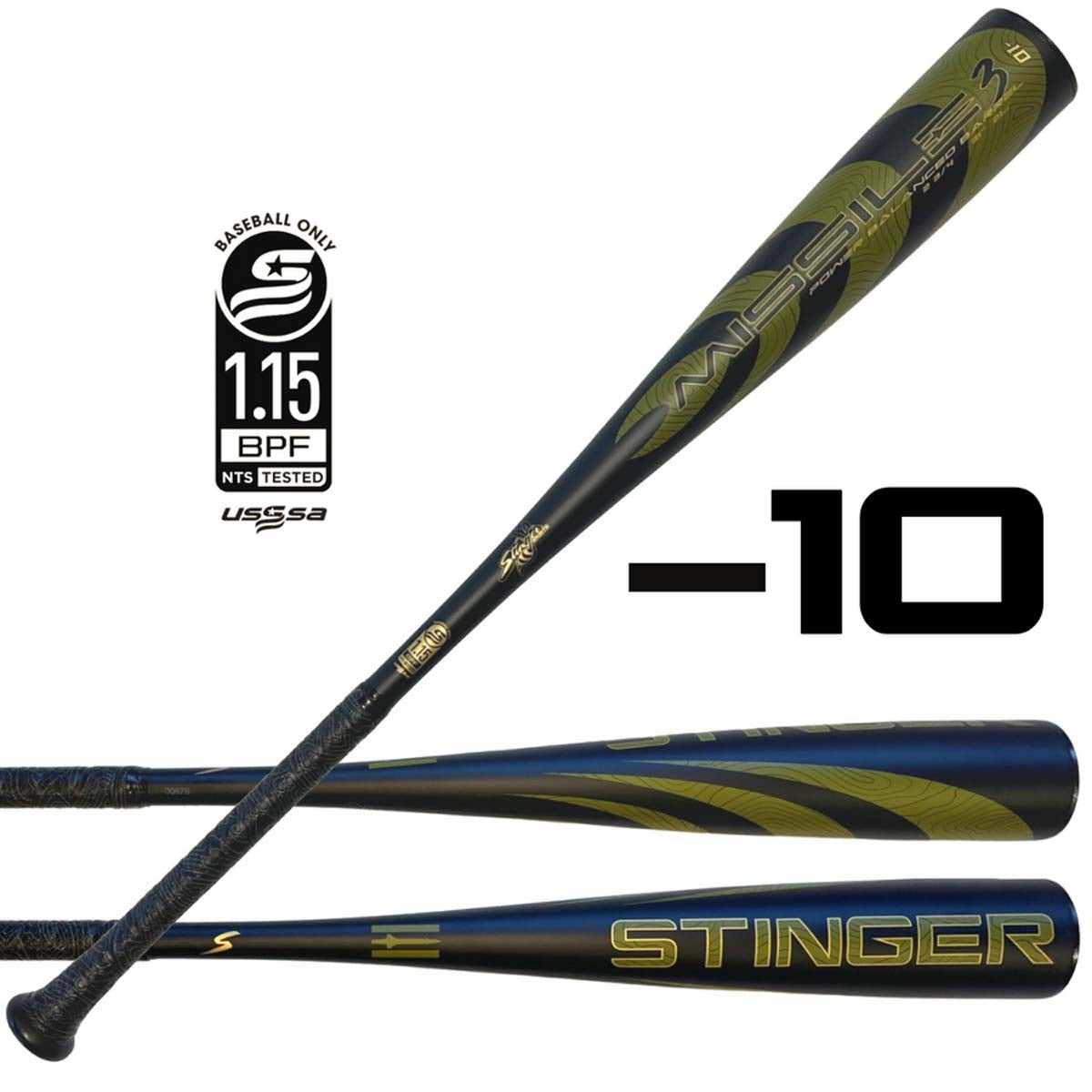 Stinger 2023 Missile 3 -10 Baseball USSSA Bat for item S23M3BUB10-27