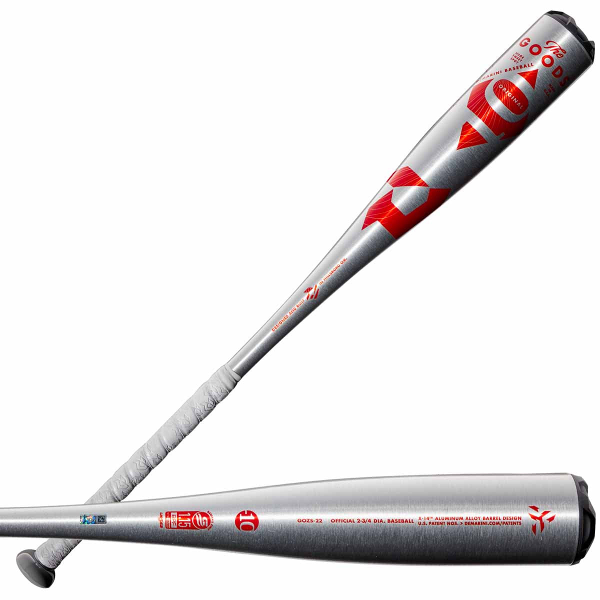 DeMarini 2022 The Goods One Piece 2 3/4" Barrel -10 Baseball USSSA Bat for item WTDXGOZ22-31